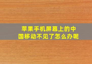 苹果手机屏幕上的中国移动不见了怎么办呢