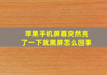 苹果手机屏幕突然亮了一下就黑屏怎么回事