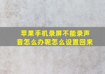 苹果手机录屏不能录声音怎么办呢怎么设置回来