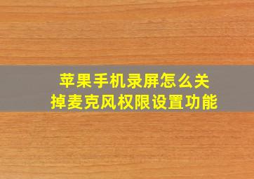 苹果手机录屏怎么关掉麦克风权限设置功能