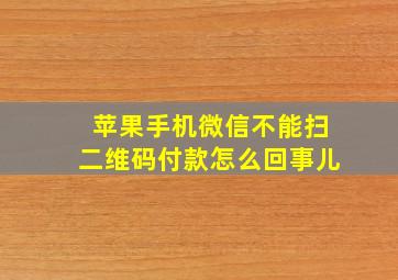 苹果手机微信不能扫二维码付款怎么回事儿