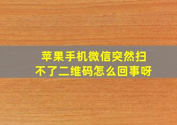 苹果手机微信突然扫不了二维码怎么回事呀