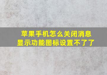 苹果手机怎么关闭消息显示功能图标设置不了了