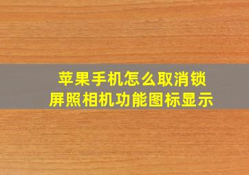 苹果手机怎么取消锁屏照相机功能图标显示