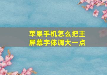 苹果手机怎么把主屏幕字体调大一点