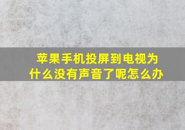 苹果手机投屏到电视为什么没有声音了呢怎么办