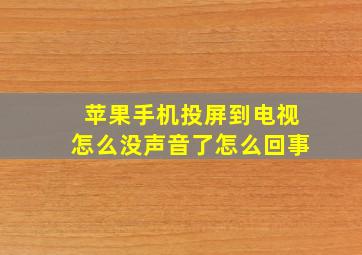 苹果手机投屏到电视怎么没声音了怎么回事