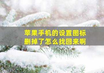 苹果手机的设置图标删掉了怎么找回来啊