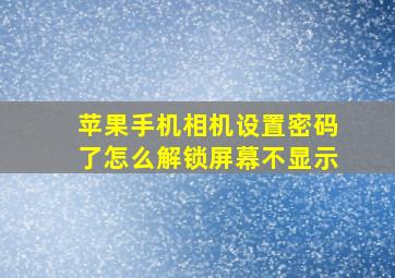 苹果手机相机设置密码了怎么解锁屏幕不显示