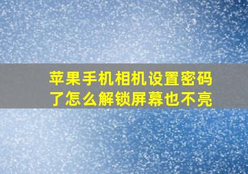 苹果手机相机设置密码了怎么解锁屏幕也不亮