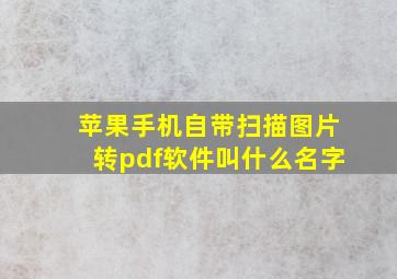 苹果手机自带扫描图片转pdf软件叫什么名字