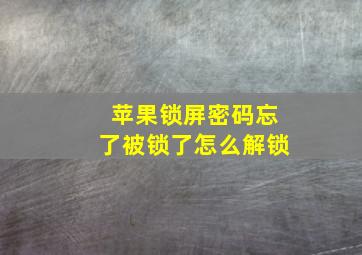 苹果锁屏密码忘了被锁了怎么解锁