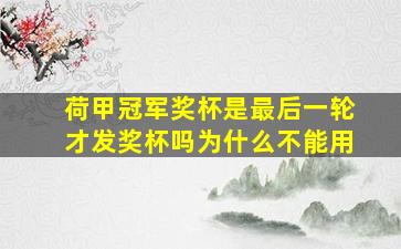 荷甲冠军奖杯是最后一轮才发奖杯吗为什么不能用