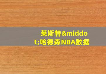 莱斯特·哈德森NBA数据