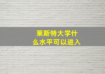 莱斯特大学什么水平可以进入