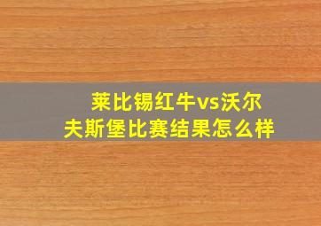 莱比锡红牛vs沃尔夫斯堡比赛结果怎么样