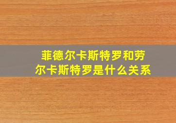 菲德尔卡斯特罗和劳尔卡斯特罗是什么关系