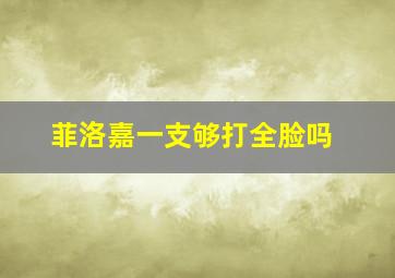 菲洛嘉一支够打全脸吗