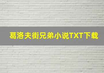 葛洛夫街兄弟小说TXT下载