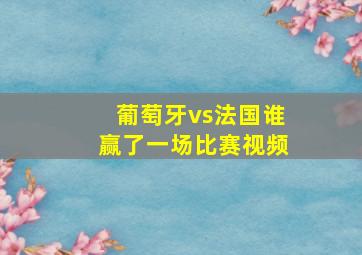 葡萄牙vs法国谁赢了一场比赛视频