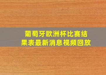 葡萄牙欧洲杯比赛结果表最新消息视频回放