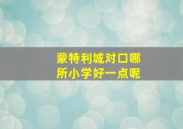 蒙特利城对口哪所小学好一点呢