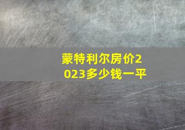 蒙特利尔房价2023多少钱一平