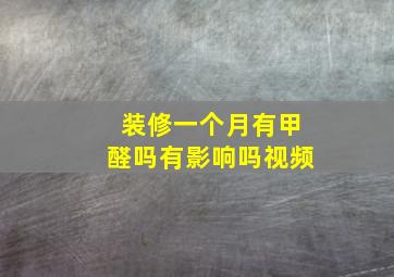 装修一个月有甲醛吗有影响吗视频