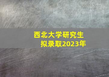 西北大学研究生拟录取2023年