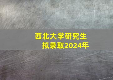 西北大学研究生拟录取2024年