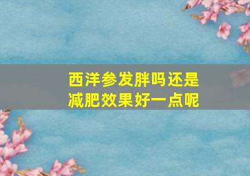 西洋参发胖吗还是减肥效果好一点呢