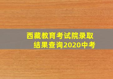 西藏教育考试院录取结果查询2020中考