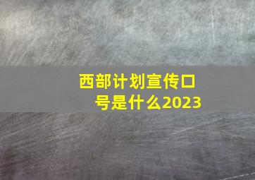 西部计划宣传口号是什么2023