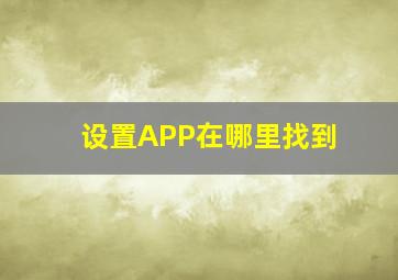 设置APP在哪里找到