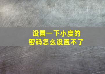 设置一下小度的密码怎么设置不了