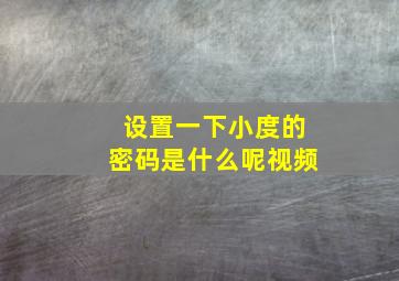 设置一下小度的密码是什么呢视频