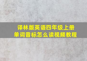 译林版英语四年级上册单词音标怎么读视频教程