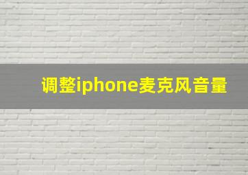 调整iphone麦克风音量