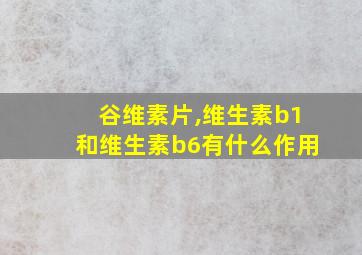 谷维素片,维生素b1和维生素b6有什么作用