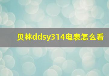 贝林ddsy314电表怎么看