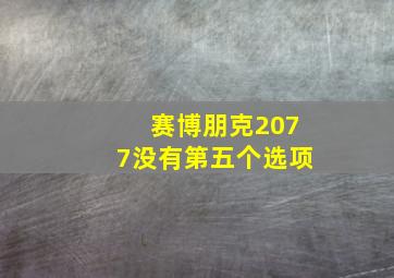 赛博朋克2077没有第五个选项