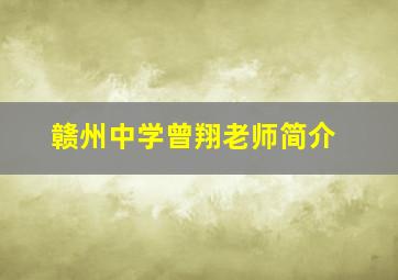 赣州中学曾翔老师简介