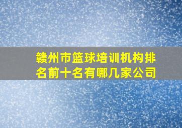 赣州市篮球培训机构排名前十名有哪几家公司