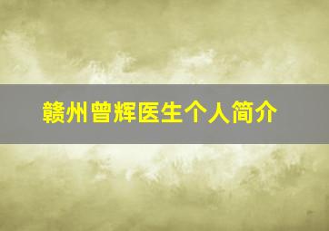 赣州曾辉医生个人简介