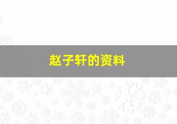 赵子轩的资料