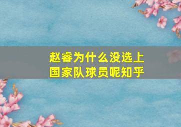 赵睿为什么没选上国家队球员呢知乎