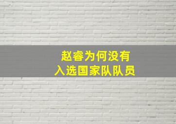 赵睿为何没有入选国家队队员