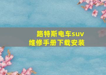 路特斯电车suv维修手册下载安装