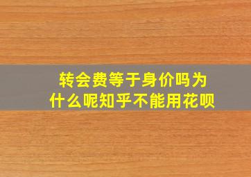 转会费等于身价吗为什么呢知乎不能用花呗