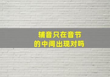 辅音只在音节的中间出现对吗